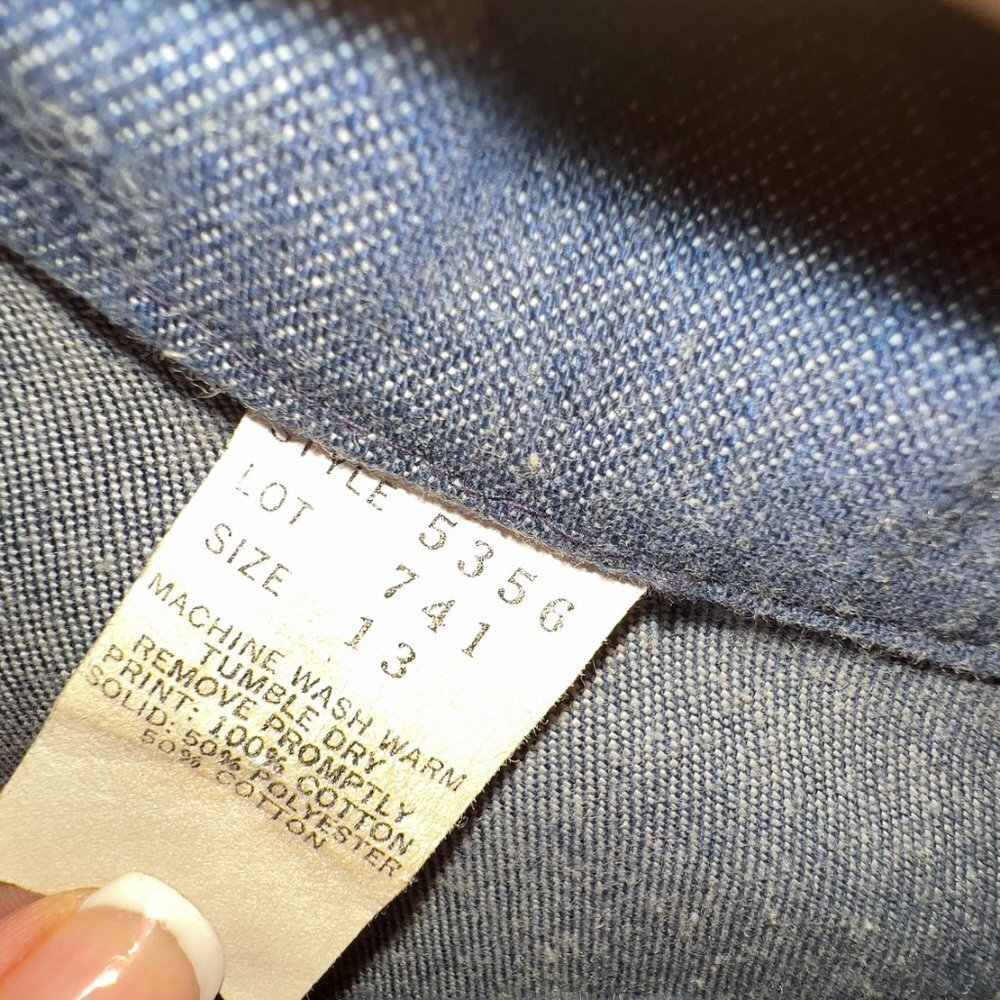 Vintage 70s Denim Midi Dress Union Label vintage size 13 - Picture 9 of 9